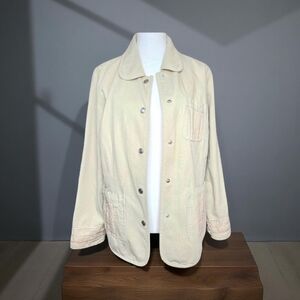 DENIM & CO. Women's Cream Jacket with Pink Accents Size M New No Tag.